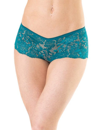 Coquette International Low Rise Stretch Scallop Lace Booty Short teal Lingerie & Costumes