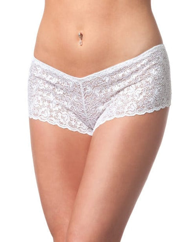 Coquette International Low Rise Stretch Scallop Lace Booty Short white Lingerie & Costumes