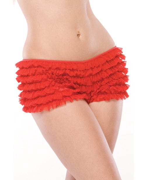 Coquette International Ruffle Shorts with Back Bow Detail Red Lingerie & Costumes