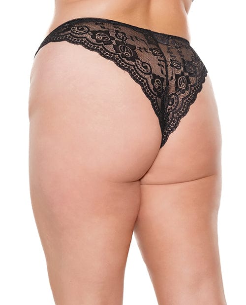 Coquette International Scallop Stretch Lace High Leg Panty Black Os-xl Lingerie &amp; Costumes