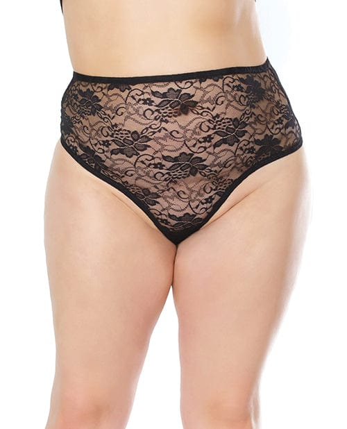 Coquette International Stretch Lace High Waist Thong Black Os-xl Lingerie &amp; Costumes