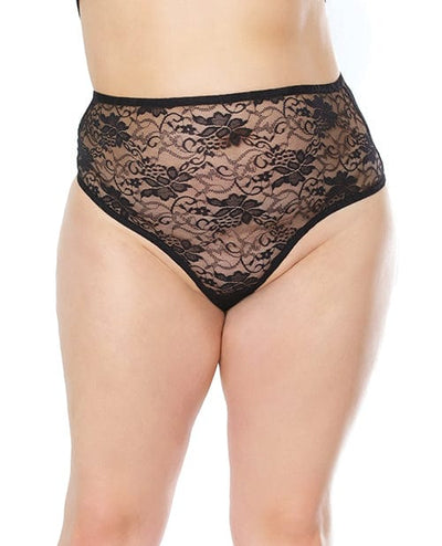 Coquette International Stretch Lace High Waist Thong Black Os-xl Lingerie & Costumes