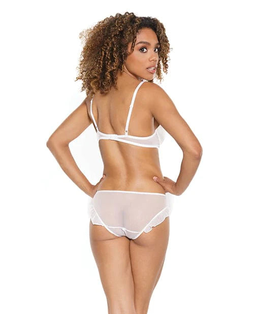 Coquette International Stretch Mesh Ruffled Crotchless Teddy White Lingerie &amp; Costumes
