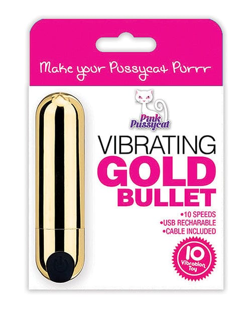 Cousins Group Pink Pussycat Vibrating Bullet Gold Vibrators