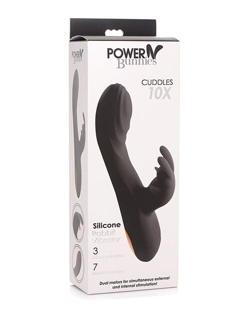 Curve Novelties Curve Novelties Power Bunnies Cuddles 10x Silicone Rabbit Vibrator - Black Vibrators