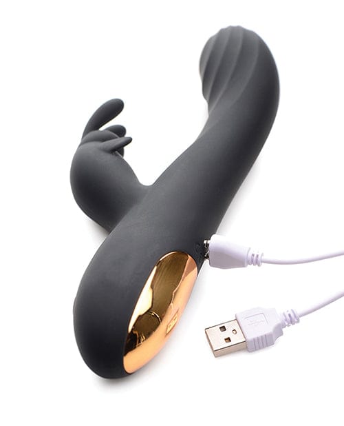 Curve Novelties Curve Novelties Power Bunnies Cuddles 10x Silicone Rabbit Vibrator - Black Vibrators