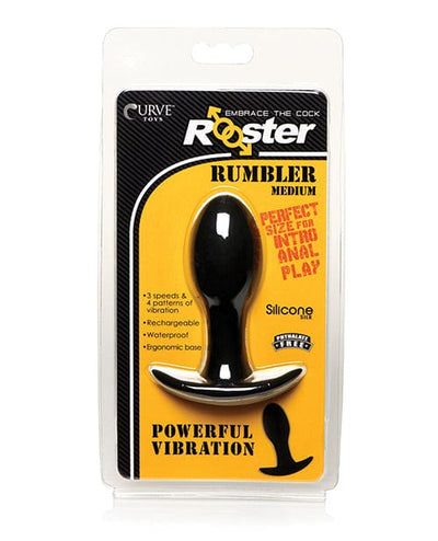Curve Toys Curve Novelties Rooster Rumbler Vibrating Silicone Anal Plug - Black Medium Anal Toys