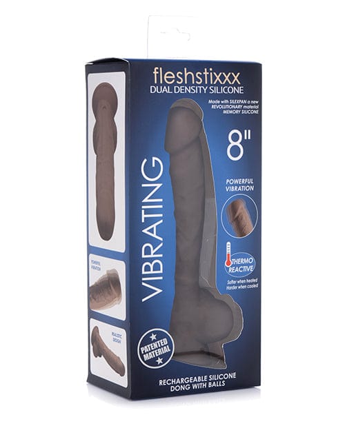 Curve Toys Curve Novelties Fleshstixxx 8" Vibrating Silicone Dildo with Balls Brown Dildos