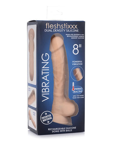 Curve Toys Curve Novelties Fleshstixxx 8" Vibrating Silicone Dildo with Balls Vanilla Dildos
