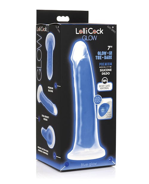 Curve Toys Curve Toys Lollicock 7" Glow In The Dark Silicone Dildo Blue Dildos