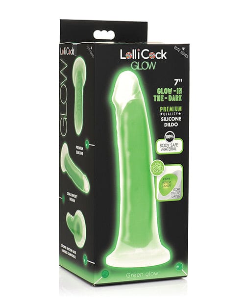 Curve Toys Curve Toys Lollicock 7" Glow In The Dark Silicone Dildo Green Dildos