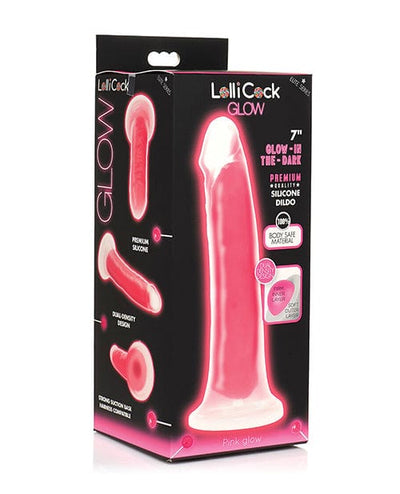 Curve Toys Curve Toys Lollicock 7" Glow In The Dark Silicone Dildo Pink Dildos