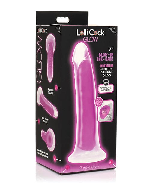 Curve Toys Curve Toys Lollicock 7" Glow In The Dark Silicone Dildo Purple Dildos