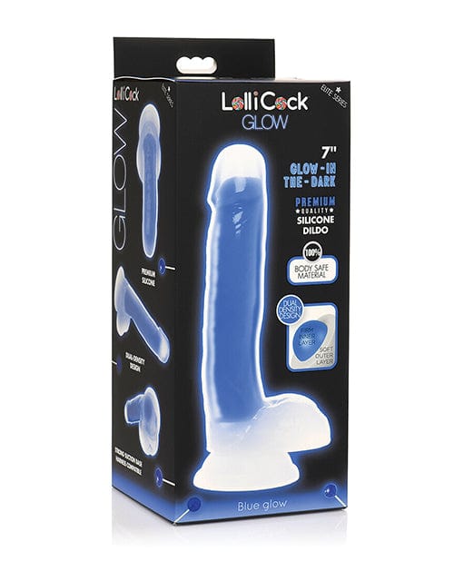 Curve Toys Curve Toys Lollicock 7" Glow In The Dark Silicone Dildo W/balls Blue Dildos