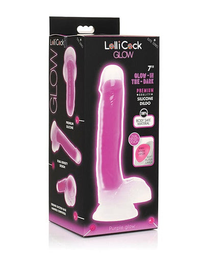 Curve Toys Curve Toys Lollicock 7" Glow In The Dark Silicone Dildo W/balls Purple Dildos