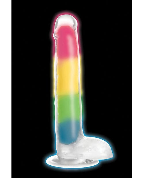 Curve Toys Curve Toys Lollicock 7" Glow In The Dark Silicone Dildo W/balls Rainbow Dildos
