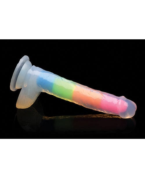 Curve Toys Curve Toys Lollicock 7" Glow In The Dark Silicone Dildo W/balls Rainbow Dildos