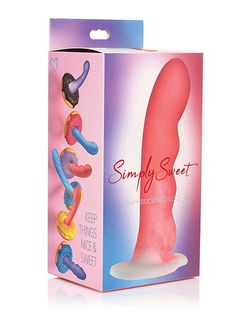Curve Toys Simply Sweet 7 Inch Wavy Silicone Dildo - Pink / white