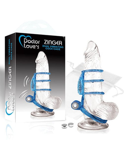 Deeva Doctor Love's Zinger Dual Vibrating Cock Cage Blue Penis Toys