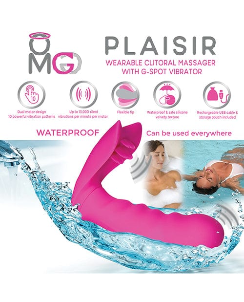 Deeva OMG Plaisir Wearable Clitoral Massager with G-Spot Vibrator - Pink Vibrators