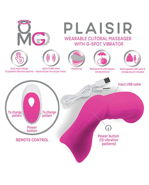 OMG Plaisir Wearable Clitoral Massager with G-Spot Vibrator - Pink by OMG | Vibrators | OrchidToys.com OMG Plaisir Wearable Clitoral Massager with G-Spot Vibrator - Pink by OMG | Vibrators | OrchidToys.com