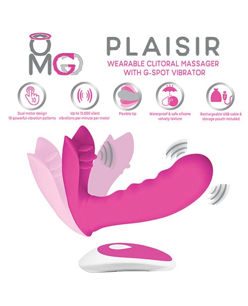 Deeva OMG Plaisir Wearable Clitoral Massager with G-Spot Vibrator - Pink Vibrators