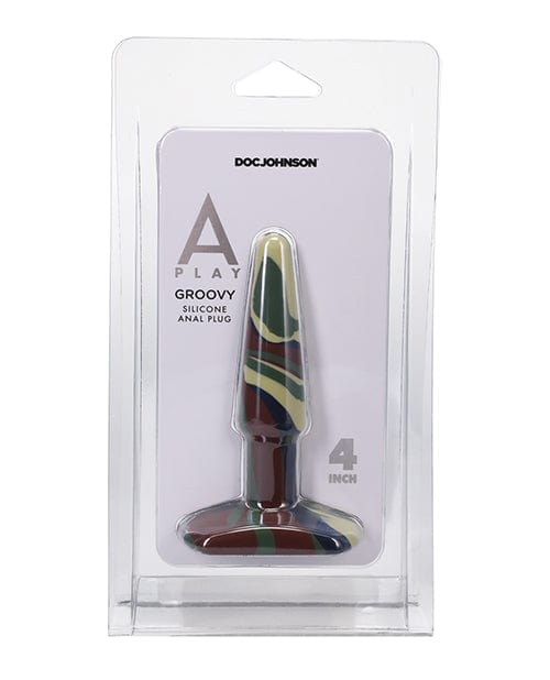 Doc Johnson A Play 4" Groovy Silicone Anal Plug Camouflage Anal Toys