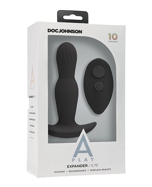 Doc Johnson A Play Expander Rechargeable Silicone Anal Plug with Remote Black Anal Toys