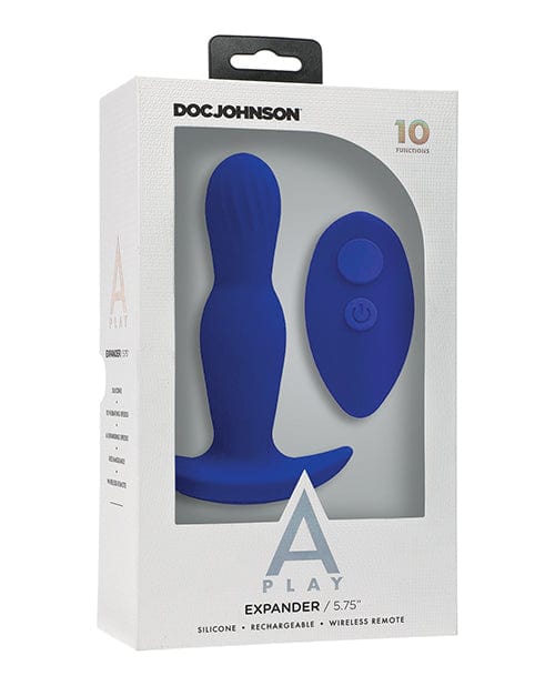 Doc Johnson A Play Expander Rechargeable Silicone Anal Plug with Remote Royal Blue Anal Toys