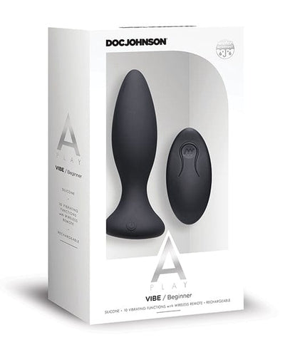 Doc Johnson A Play Rechargeable Silicone Beginner Anal Plug with Remote Black Anal Toys