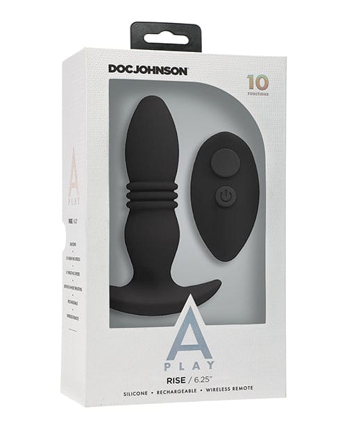 Doc Johnson A Play Rise Rechargeable Silicone Anal Plug with Remote Black Anal Toys