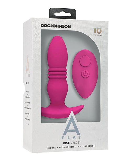 Doc Johnson A Play Rise Rechargeable Silicone Anal Plug with Remote Pink Anal Toys