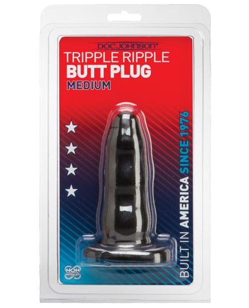 Doc Johnson Triple Ripple Butt Plug Black / Medium Anal Toys