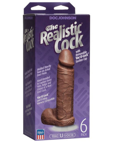 Doc Johnson 6" Realistic Cock with Balls Brown Dildos