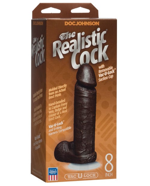 Doc Johnson 8" Realistic Cock with Balls Black Dildos