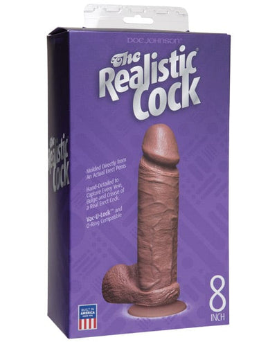 Doc Johnson 8" Realistic Cock with Balls Brown Dildos