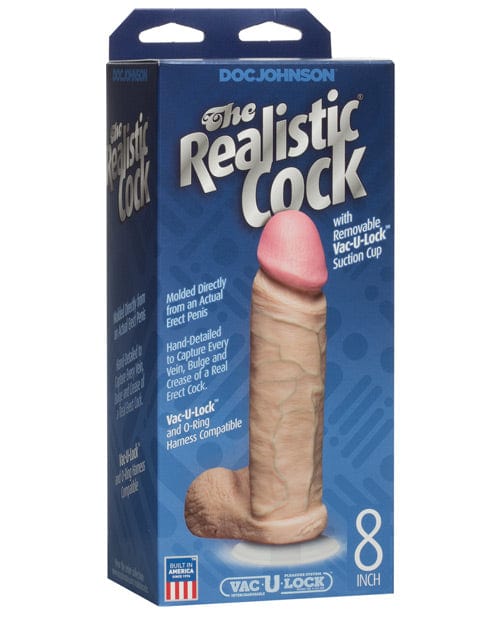 Doc Johnson 8" Realistic Cock with Balls White Dildos