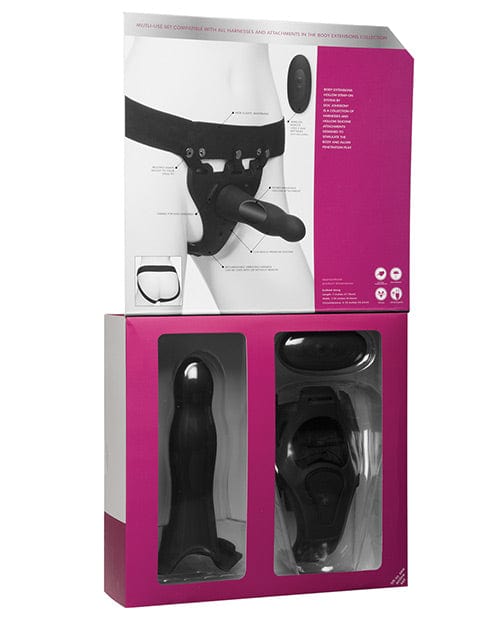 Doc Johnson Body Extensions Be Aroused Vibrating 2 Piece Strap On Set - Black Dildos