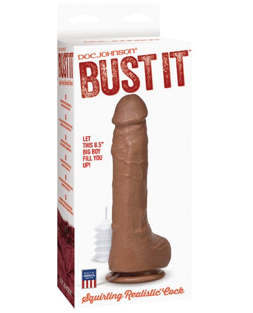 Doc Johnson Bust It Squirting Realistic Cock Nut Butter Brown Dildos