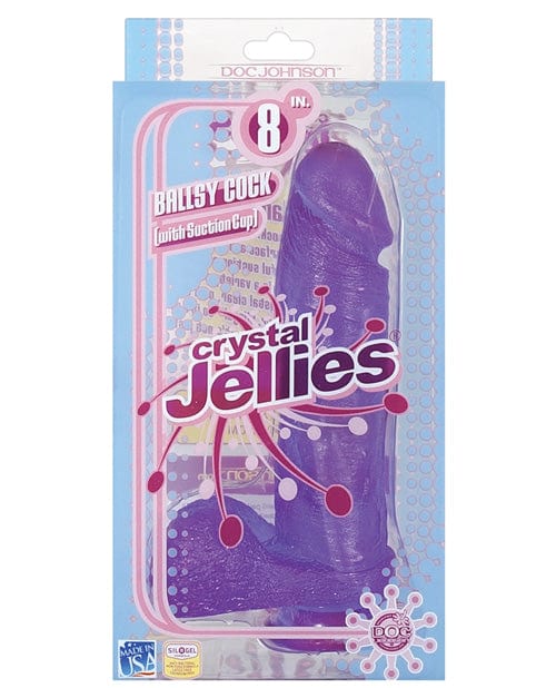 Doc Johnson Crystal Jellies 8" Ballsy Cock Purple / 8" Dildos