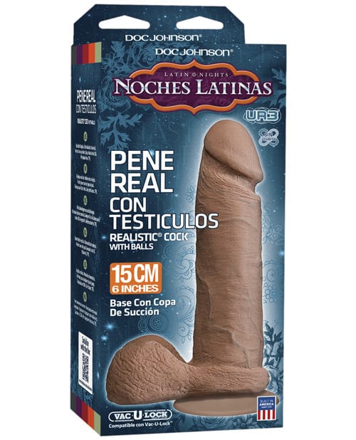 Doc Johnson Noches Latinas Ultraskyn Pene Real Con Testiculos 6 " - Caramel Dildos