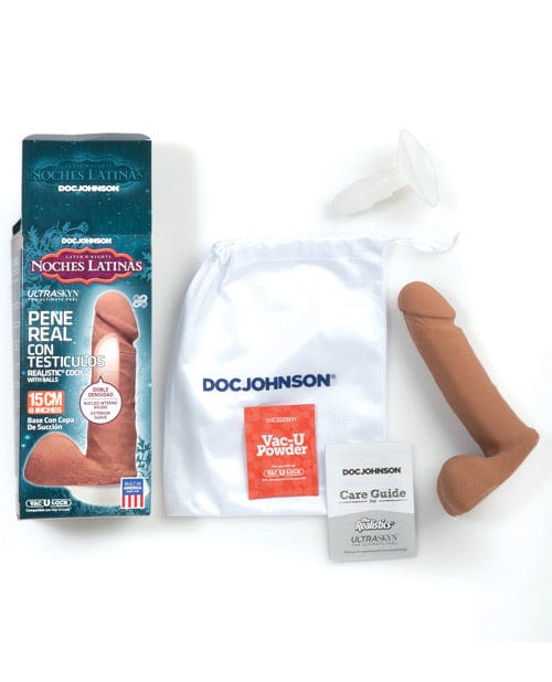 Doc Johnson Noches Latinas Ultraskyn Pene Real Con Testiculos 6 " - Caramel Dildos