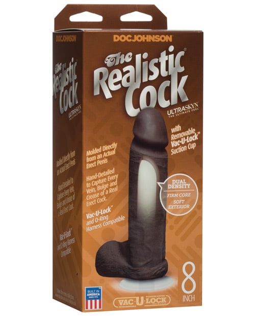 Doc Johnson Realistic Ultraskyn Cock with Balls Black / 8" Dildos