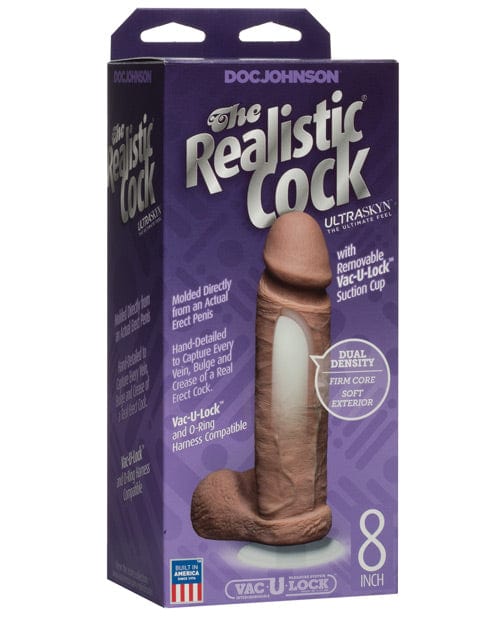 Doc Johnson Realistic Ultraskyn Cock with Balls Brown / 8" Dildos