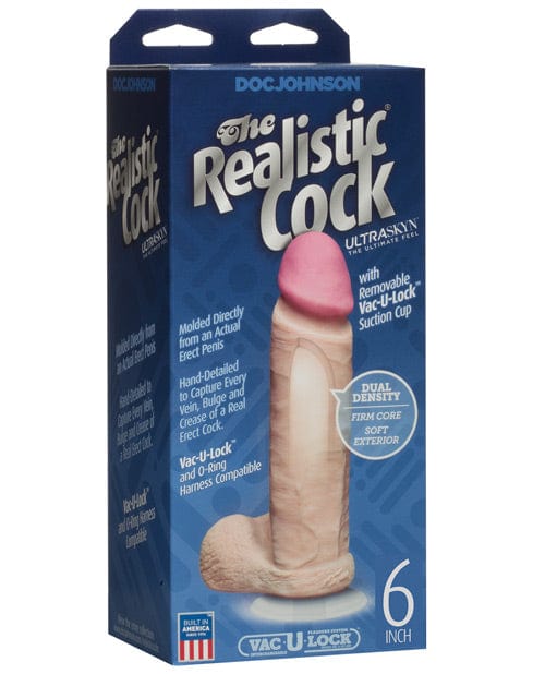 Doc Johnson Realistic Ultraskyn Cock with Balls White / 6 inches Dildos