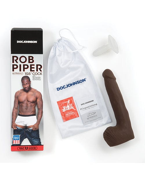 Doc Johnson Rob Piper Cock with Balls &amp; Suction Cup - Chocolate Dildos