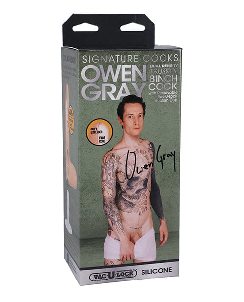 Signature Cocks 8 Inch Silicone Cock with removable Vac-u-lock Suction Cup - Owen Grey