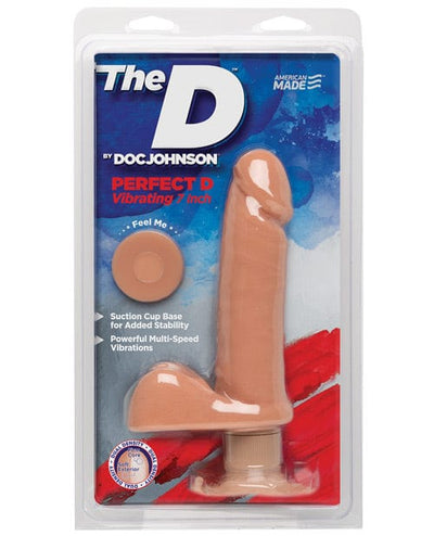 Doc Johnson The D 7" Perfect D Vibrating with Balls Vanilla Dildos