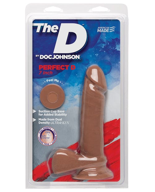 Doc Johnson The D 7" Perfect D with Balls Caramel Dildos