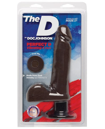 Doc Johnson The D 8" Perfect D Vibrating with Balls - Chocolate Dildos